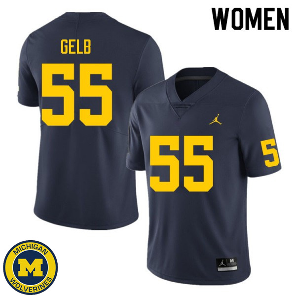 Womens Michigan Wolverines #55 Mica Gelb Navy Player Football Jersey